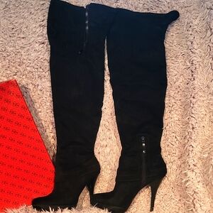 GUESS Elegant Black Fabric Over-the-Knee Boots